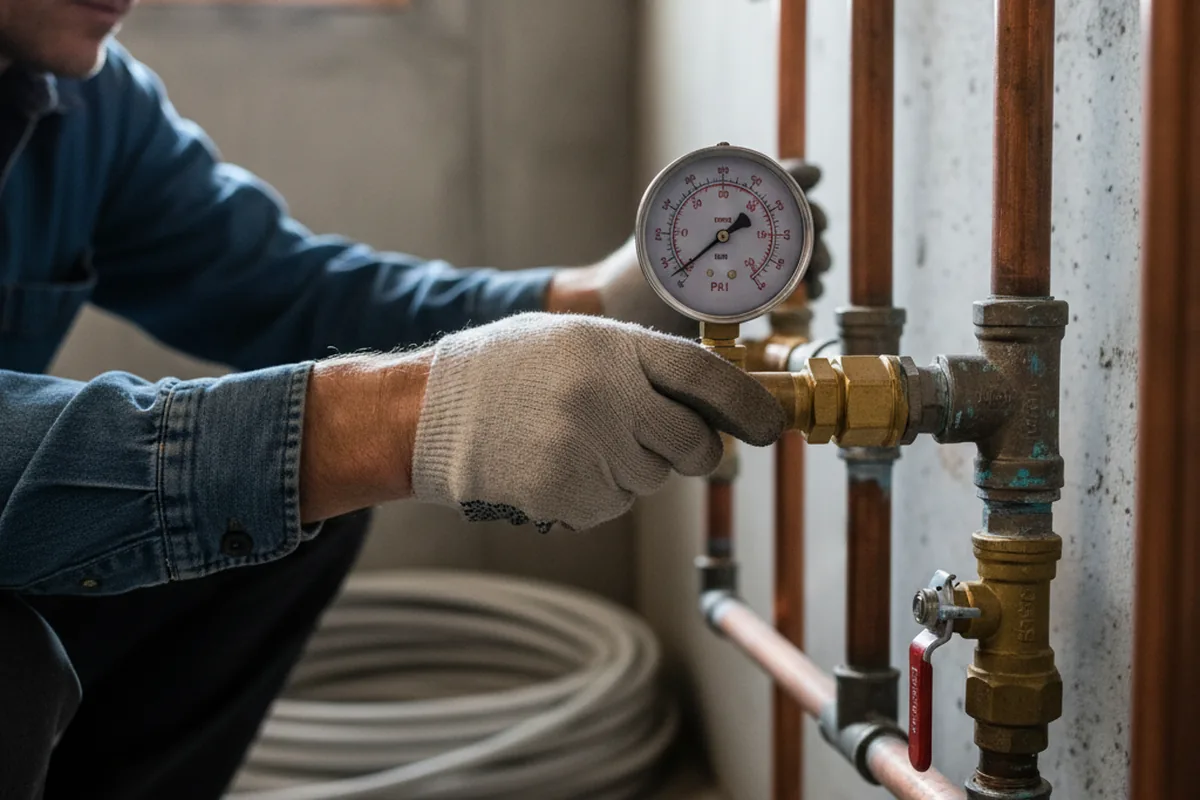 Pressure testing a repaired line during Water Line Repair in San Bernardino